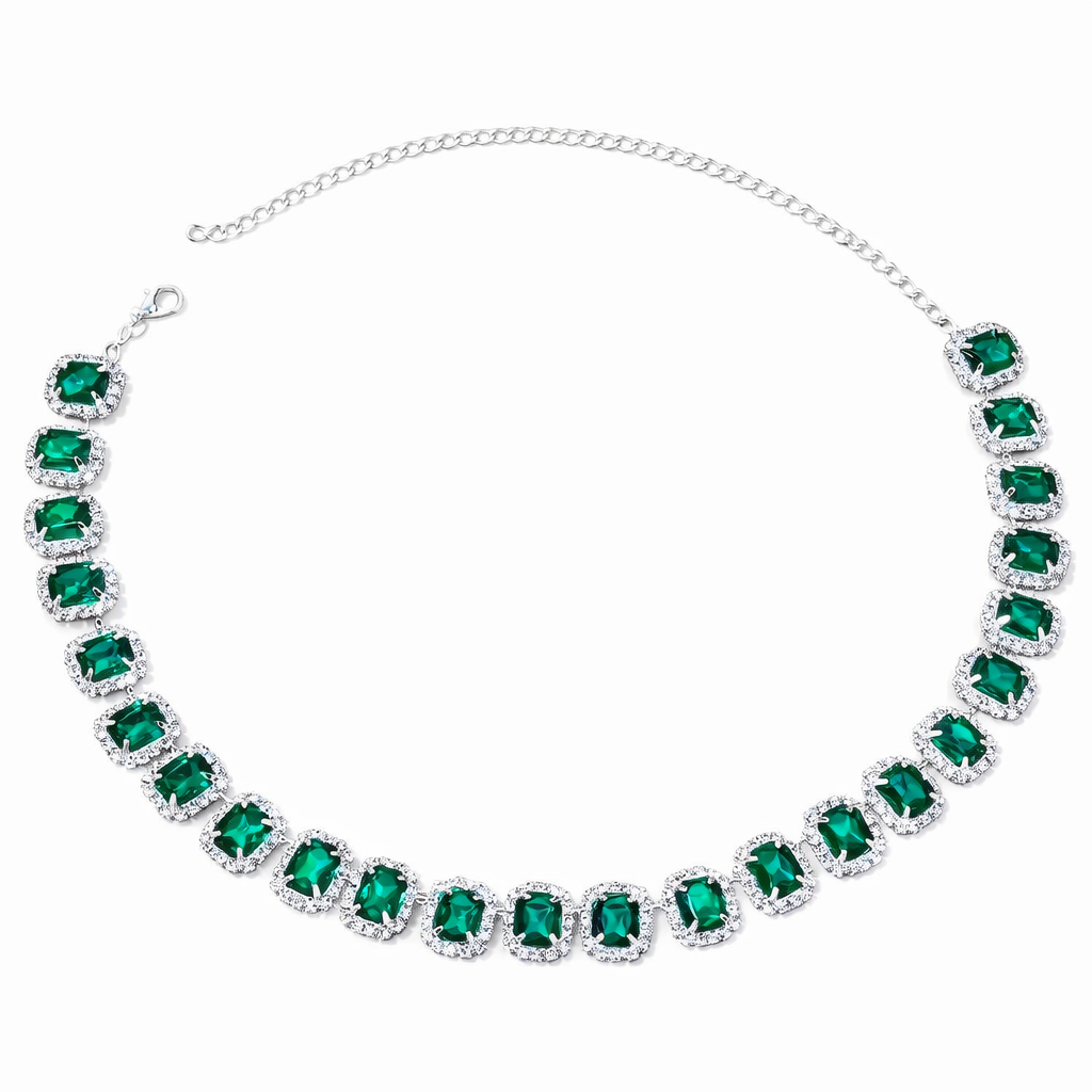 Green Rhinestone Collar Choker Necklace