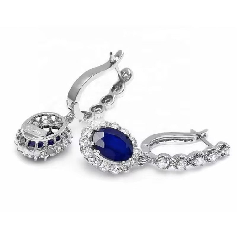 blue silver earrings clip
