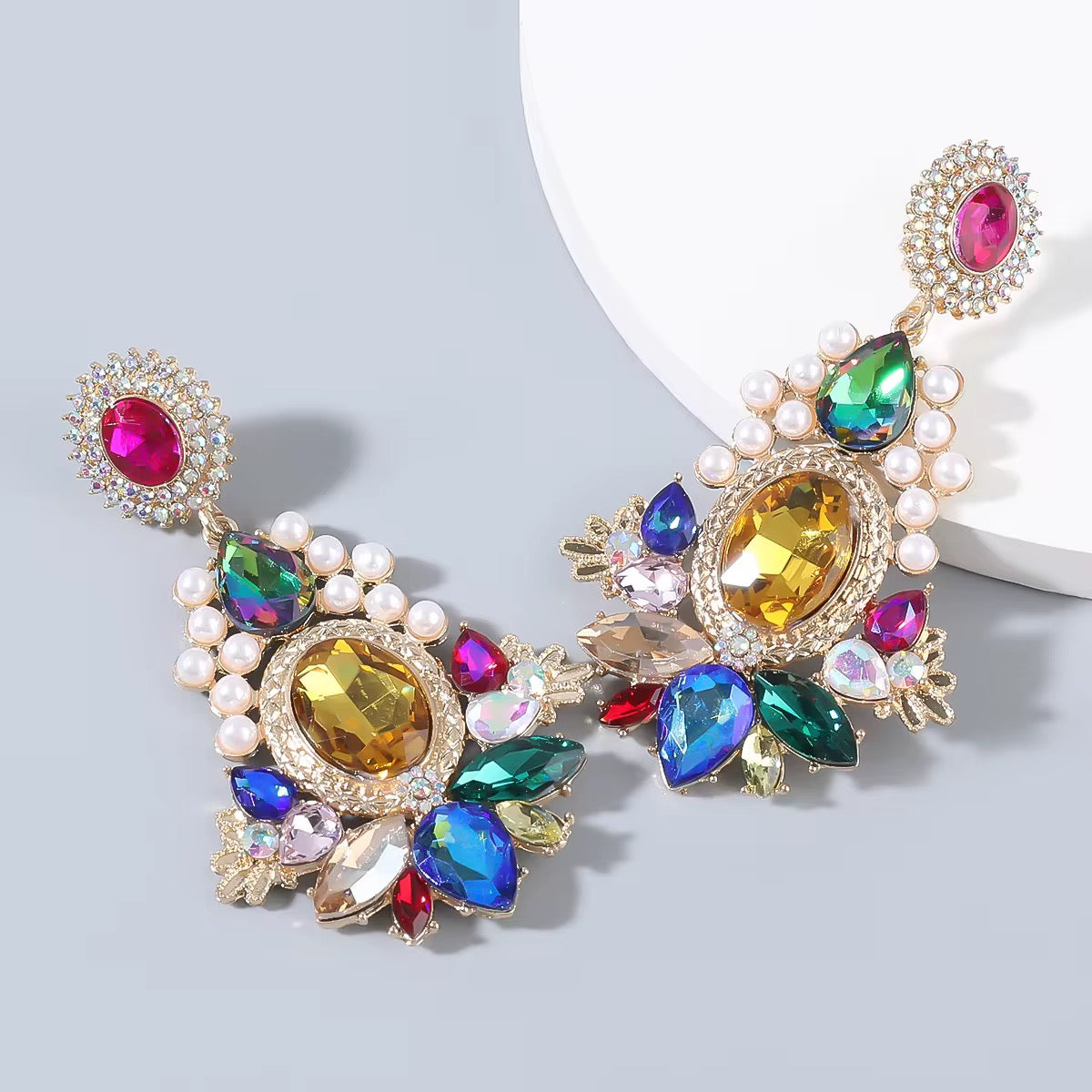 pink yellow earrings