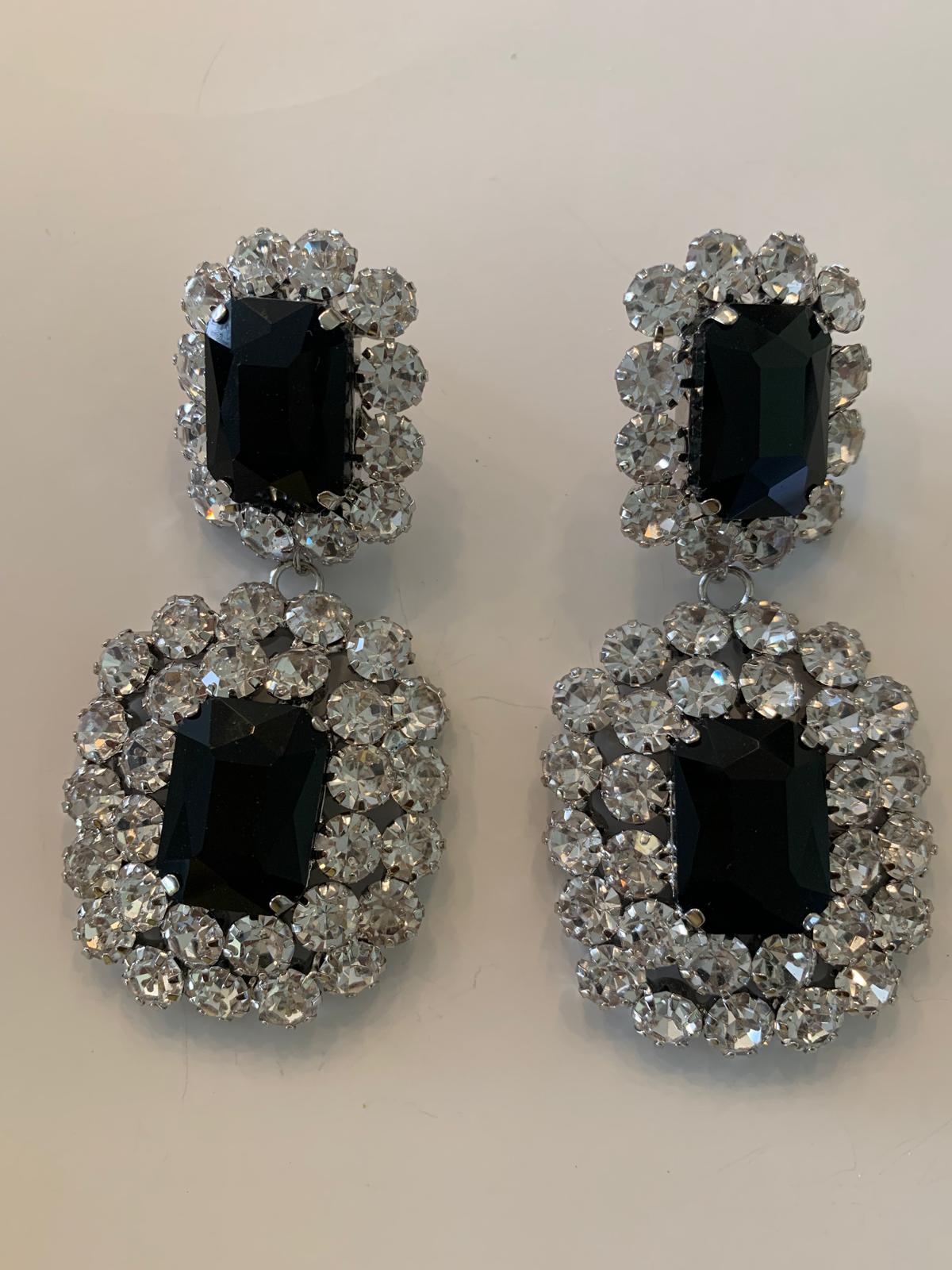 Inlaid Rhinestone Dangle Earrings