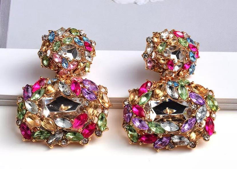 Full Crystal Pendant Earrings