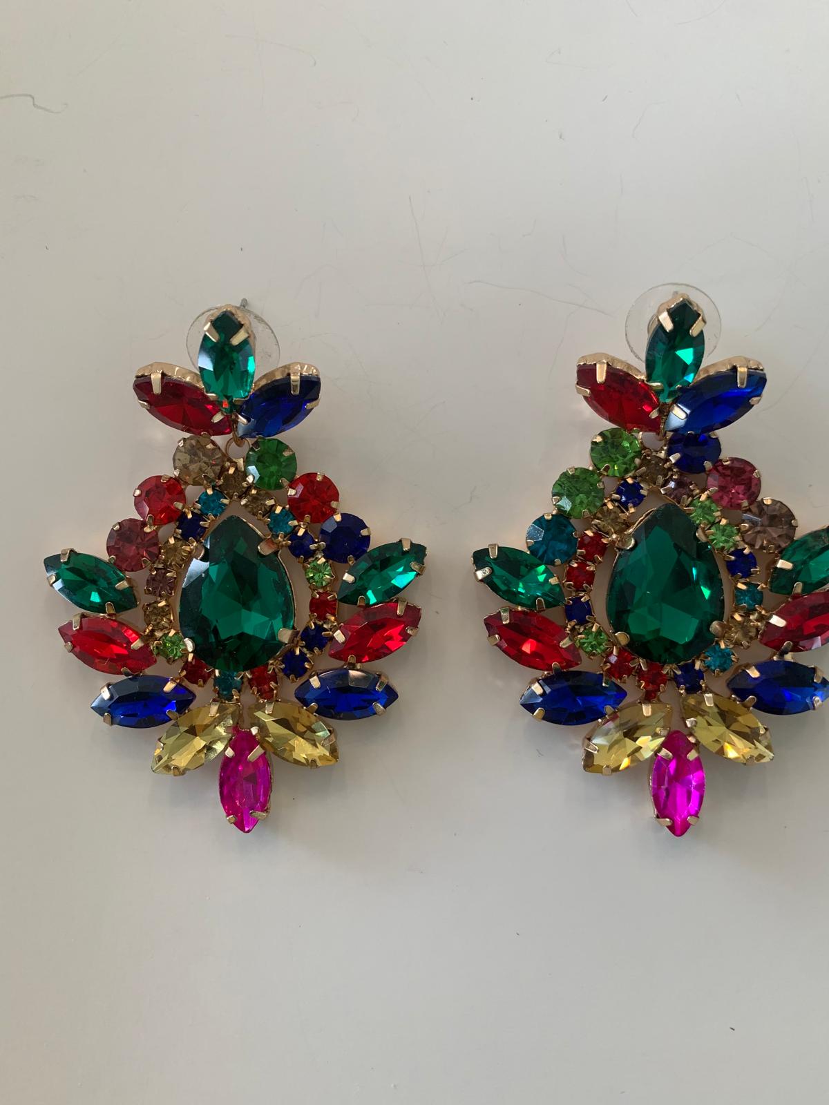 Shiny Colorful Glass Dangle Drop Earrings